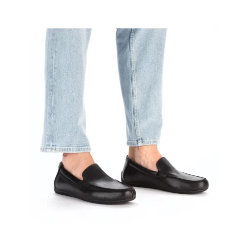 Rieker Herren Slipper glanzschwarz