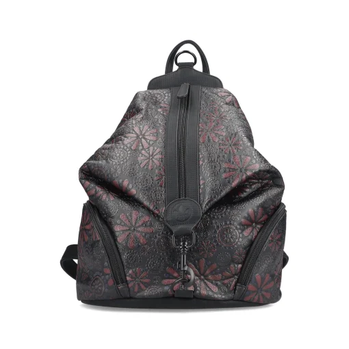 Rieker Rucksack schwarz-rot-floral